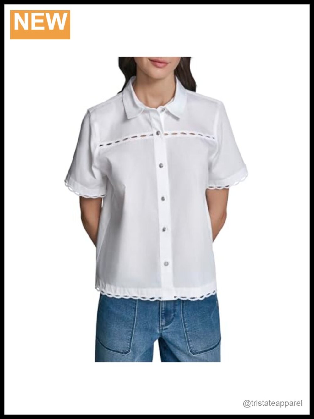 Karl Lagerfeld Short Sleeve Collared Poplin Button Down Shirt